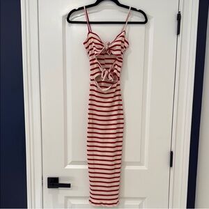 Reformation Red and White Striped Dress